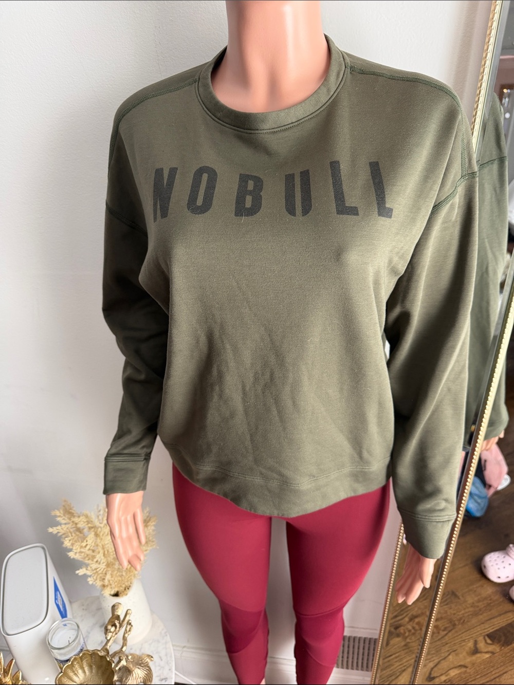 NOBULL Olive Pullover Sweatshirt with Black Logo